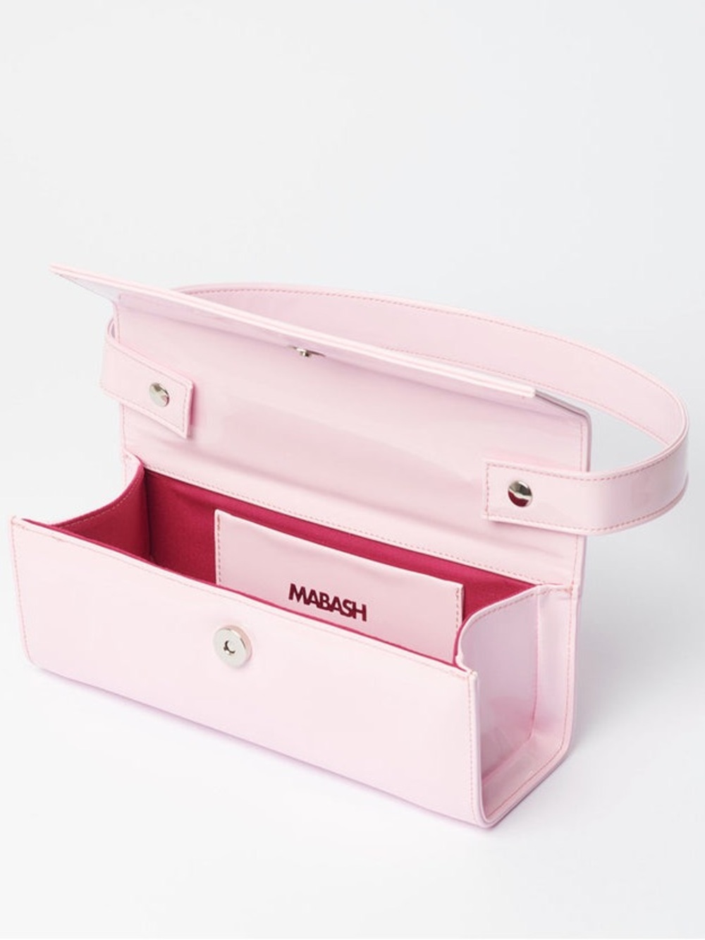 Mabash THE CANDY LONGUETTE Shoulder Bag Woman Pink Patent Leather made in italy